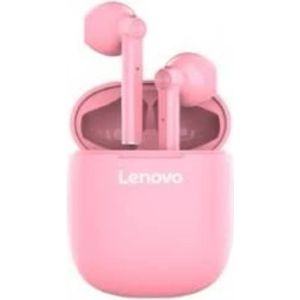 Lenovo HT30 – Bluetooth-hoofdtelefoon 5, draadloos, stereo, in-oortelefoon met touch-bediening, geïntegreerde microfoon, compacte oplaadbox, roze
