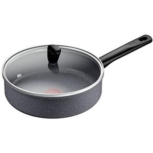 Tefal Natural On stoofpan 24 cm + glazen deksel, gemakkelijk te reinigen, antiaanbaklaag, thermo-signaal, gezond en veilig koken, gemaakt in Frankrijk, stoven, stoven, recepten, inductie G2803202