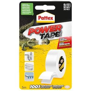 Pattex Power Tape, Amerikaanse canvasband, isolatie voor zware lasten, voor alle materialen, waterdicht, universeel, voor reparatie, bevestiging, verpakking, wit, 48 x 5 m