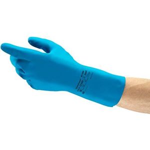 Ansell VersaTouch 87-195 handschoenen van natuurlijk rubberlatex, bescherming tegen chemicaliën en vloeistoffen, blauw, maat 7,5-8 (12 paar)