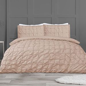Sleepdown Beddengoedset met dekbedovertrek en kussenslopen, voor tweepersoonsbed, geplooid, roze (200 x 200 cm)