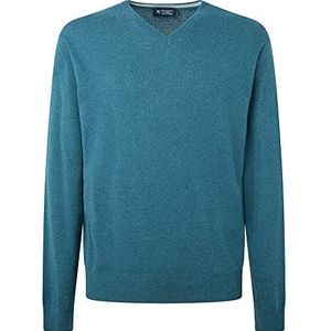 Hackett London Kraag van merinowol cash Mix V trui sweater heren, blauw ensign, L, Ensign Blauw