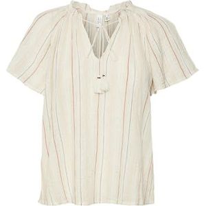 VERO MODA Vmkaya S/S WVN Btq Haut à col en V, Bouleau/rayures : multicolore, S