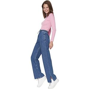 TRENDYOL Trendyol Heren Jeans 90 Hoge Taille Dames (1 stuk), Donkerblauw