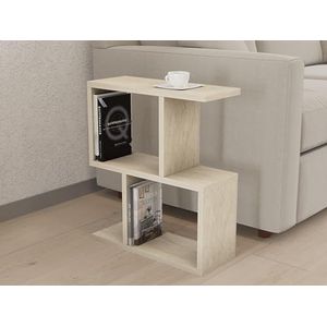Hanah Home Elegante zijtafel, travertine, 45 x 51,4 x 17 cm, 100% melamine, dikte 18 mm, elegant marmerdesign voor moderne ruimtes