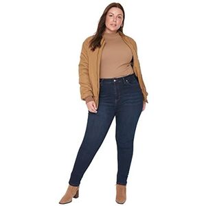 Trendyol Jeans Moulants Taille Normal Grande Taille Femme, bleu marine, 76