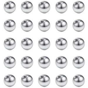 Besyvvin 25 piercingballen, 1,2 mm, zilver, reservebal om te schroeven, 3 mm, 4 mm, 5 mm, 6 mm, voor neuspiercing, lip, wenkbrauwen, roestvrij staal, Roestvrij staal