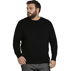 TOM TAILOR Men+ Basic pullover voor heren, oversized, met geborduurd logo, 29999 zwart