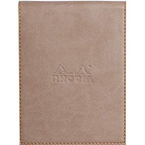 RHODIA 128104C – beschermhoes voor briefhouder + notitieblok nr. 12 taupe – 8,5 x 12 cm – kleine ruiten – 80 vellen afneembaar – wit papier 80 g – pennenhouder – kunstleer – Rhodiarama