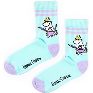 Nordicbuddies Snorkmaiden Moomin Retro sokken voor dames, uniseks, Munt en lila
