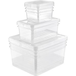 keeeper Clearboxes met Air Control System, set van 8, 3x 1,7 L, 2x 5,6 L, 3x 18 L, Bea, transparant