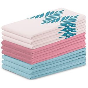 AmeliaHome Theedoeken katoen 50x70 cm 9-delige set theedoeken roze turquoise