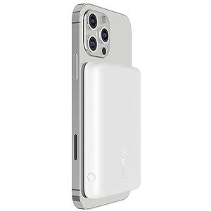 Belkin Externe magnetische draadloze batterij 2.5K (MagSafe-compatibele draagbare lader voor iPhone 14, 13, 12 snel opladen kleine capaciteit Compact Mini 2.500 mAh) - Wit