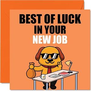 Startkaarten voor collega's, vrouwen en mannen - Best of Luck in your New Job - grappige wenskaart, 145 mm x 145 mm