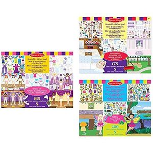 Melissa & Doug 3 herbruikbare stickerboeken - Dress-Up, feeën en speelhuis | Herbruikbare stickerboeken voor peuters | Kunst en handwerk voor kinderen | Stickers