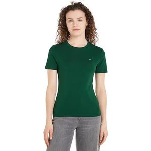 Tommy Hilfiger Femmes Nouveau Slim Cody C-nk Ss Ww0ww40587 S/S Knit Tops, Vert (vert ornemental), XXS