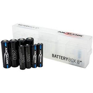 Ansmann 4 x AA batterijen type 2800 mAh (min. 2650 mAh) + 4 x AAA 1050 mAh batterijen + batterijbox - 1,2 V NiMH-batterijen, grote capaciteit voor hoog stroomverbruik 1300-0018-590