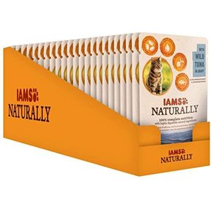 IAMS Naturally Volwassen Kat Natte Tas Wilde Tonijn in Saus, 24 x 85 g