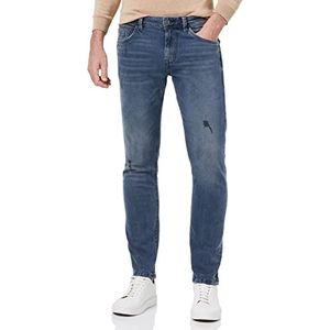 TOM TAILOR Troy Slim heren jeans Mid Stone Blue Black Denim, 32W/32L 10172, 10172 - Mid Stone Blue Black Denim