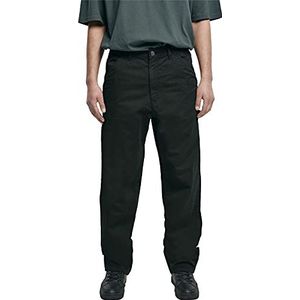 Urban Classics Carpenter broek voor heren van zwart zeildoek, straight fit, zwart.