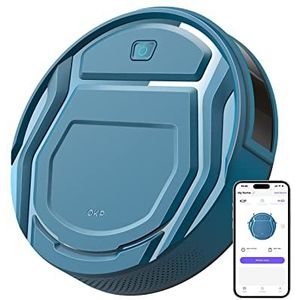 OKP K2P Robotstofzuiger, robotstofzuiger met hoge zuigkracht, 2200 Pa, intelligent zelfopladen, looptijd van 150 minuten, wifi/app/spraakbediening, voor tapijten met harde vloeren, blauw