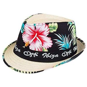 Boland 52226 - Ibiza hoed met bloemenpatroon, strandfeest, zonnehoed, carnaval, themafeest