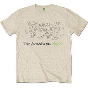 The Beatles Outline Faces on Apple T-shirt voor heren, Beige (neutraal)
