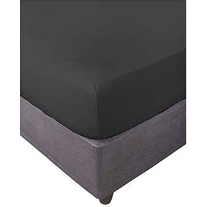 Miracle Home. Hoeslaken 100% geborstelde microvezel, verstelbaar, elastisch en anti-peeling, 135 x 200 cm, bed 135 cm, zwart