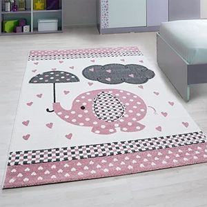 Laagpolig tapijt voor kinderkamer, olifantenmotief
