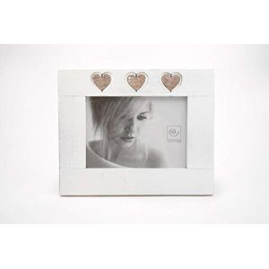 Mascagni houten fotolijst, wit, decoratie met draaibaar hart, fotoformaat 13 x 18 cm, rechthoekig