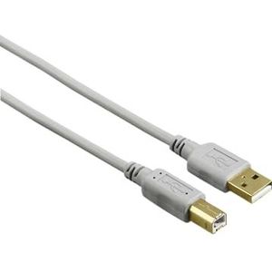 Hama USB-A kabel - USB-B (1,5m, USB Type A, USB B, USB 2.0, 480Mbit/s, koord, verguld) grijs