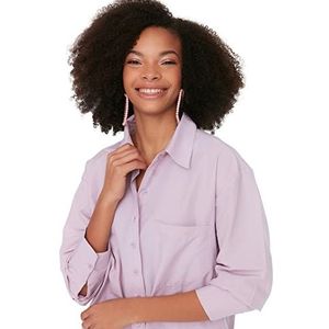 Trendyol Oversized basic overhemd voor dames met geweven overhemdkraag, Licht gedroogde roos