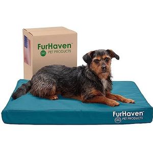 Furhaven Hondenbed van verkoelende gel, waterdicht, voor middelgrote en kleine honden, met afneembare wasbare overtrek, voor honden tot 15,9 kg, bedrukt Oxford-canvas matras, incl