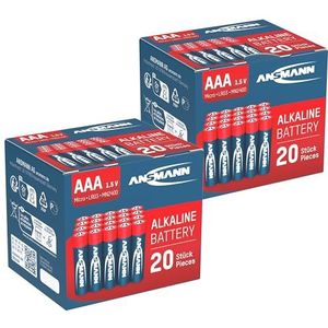ANSMANN 40 stuks Micro AAA / LR03 alkalinebatterijen 1,5 V/Longlife in praktische opbergdoos