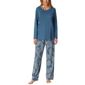 Schiesser Schiesser Slaappak voor dames, lang, katoen, modal, nachtkleding, pyjamaset voor dames, Atlantisch blauw_181237