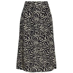 Object Objleonora Hw Midi Skirt Noos Damesrok, Zwart/Aop: Sandshell Animal