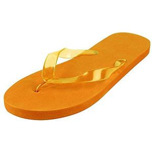 eBuyGB teenslippers voor dames en volwassenen, maat 38-39 of 40-25, zomerse glanzende schuimrubberen sandalen, strandschoenen, vakantie, zwembad, oranje, 38-39