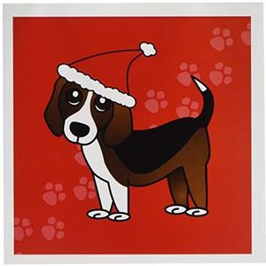 3Drose gc_35545_2 Wenskaart Cartoon Hond, 15,2 x 15,2 cm, 12 stuks, rood