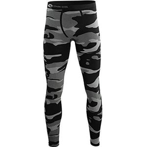 Naadloos functioneel ondergoed voor heren, skiondergoed, naar keuze als broek of shirt met lange mouwen, broek camouflage zwart