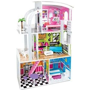 Teorema 40642 Hollywood-thema, poppenhuis, 4-delig, met houten accessoires, handlift, hoogte 110 cm