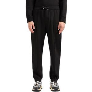 Emporio Armani French Terry Katoenen Joggingbroek met geplooide details aan de voorkant Joggingbroek Heren, zwart.