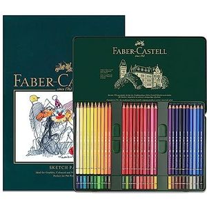 Faber-Castell Schetsblok A4 en doos met 60 polychromos kleurpotloden voor kunstenaars - kunstset voor kleurboeken voor volwassenen, knutselbenodigdheden, tekenen, schetsen, potloden