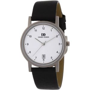 Danish Design - 3316033 – herenhorloge – kwarts analoog – armband van leer, zwart, wit/zwart, riem, Wit/Zwart, riem