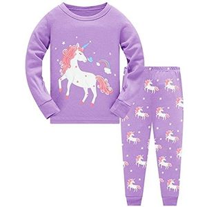 Little Hand Pyjama-set met lange mouwen met cartoonprint voor meisjes, pajama-set, eenhoorn, 5, 1 - 2 jaar, eenhoorn 5