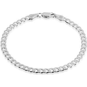 Quadri - Elegante armband van met diamant bezette pantserketting (Cubana) voor mannen en vrouwen van echt 925 zilver - breedte 5 mm - lengte 18|19|20,30|23 cm - certificaat Made in Italy, Sterling zilver