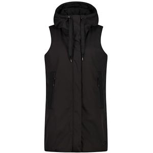 CMP - Gilet long pour femme en tissu softshell à capuche fixe, noir, 44