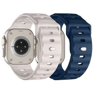 Suitisbest Set van 2 sportarmbanden compatibel met Apple Watch Ultra 2/Ultra 49/44/45/42 mm, verstelbare siliconen armband met metalen drukknop voor iWatch Series 9, SE, 8, 7, 6, 5, 4, heren