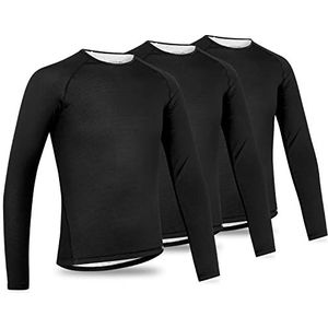 GripGrab Ride Thermo Fietsonderhemd met lange mouwen, 3 stuks, Zwart - verpakking van 3 lange mouwen