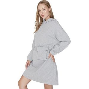 Trendyol Woman Loungewear Mini Jersey Hood Knit Jurk Dames, Grijs, S, grijs.