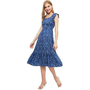Trendyol Trendyol Dames A-lijn geweven midi-jurk regular fit damesjurk (1 stuk), Navy Blauw